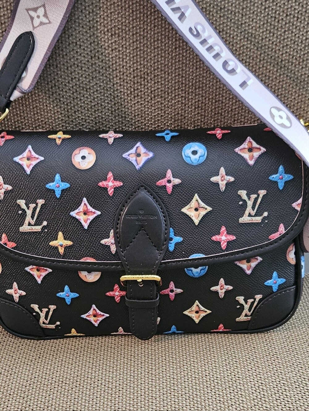 Multicolor Monogram Crossbody Bag with Canvas Strap - Picture 2 of 2